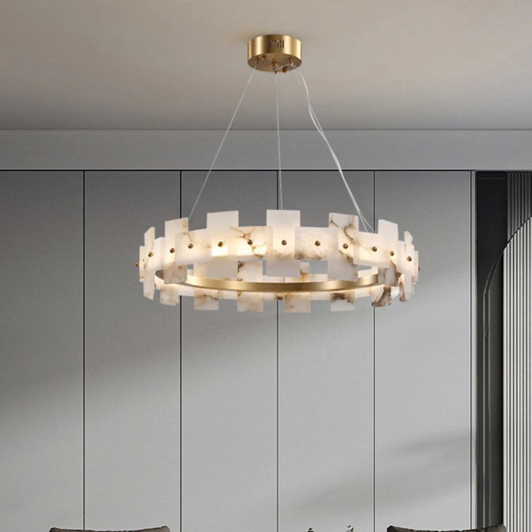 Alabaster Halo Brass Chandelier - Nuvé