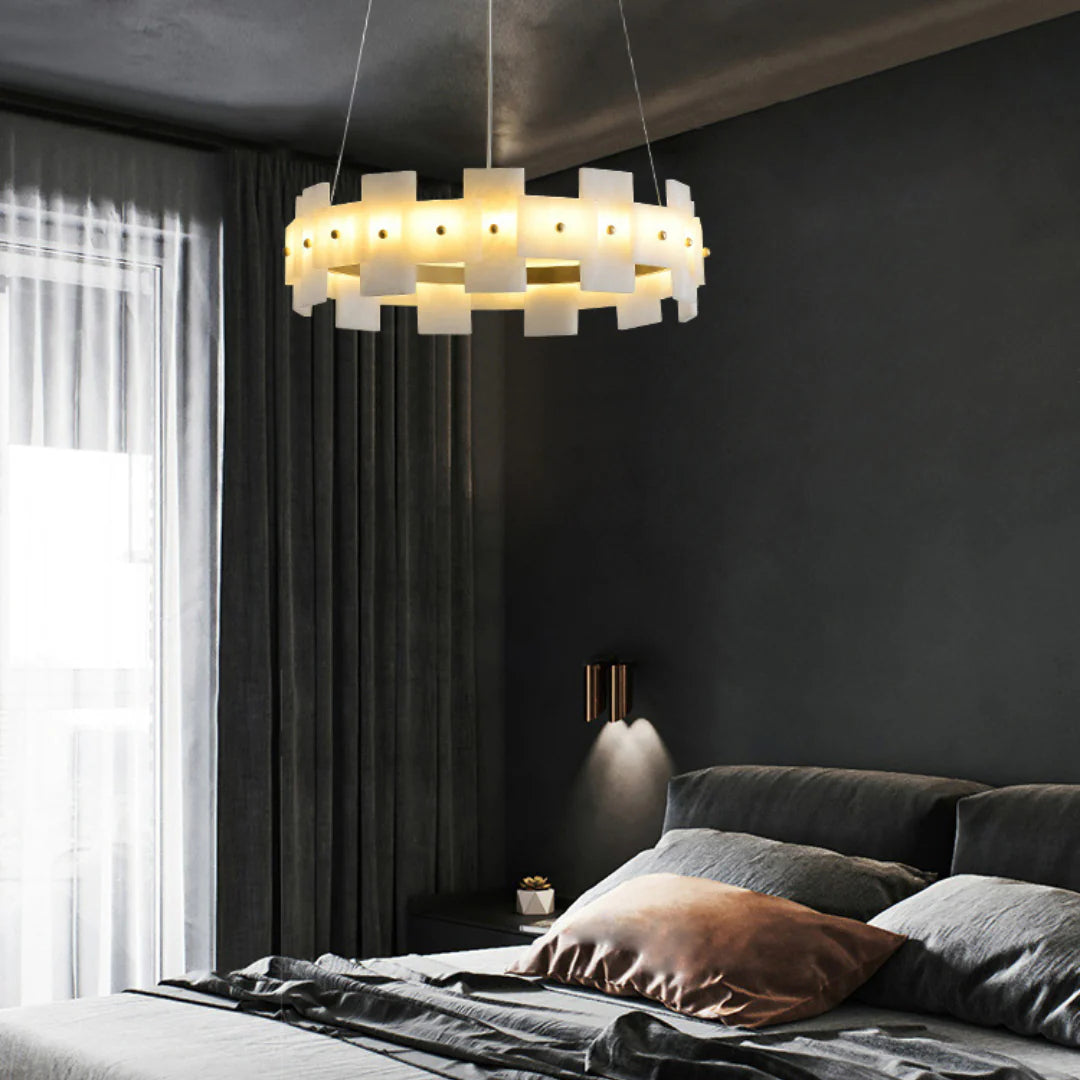 Alabaster Halo Brass Chandelier - Nuvé