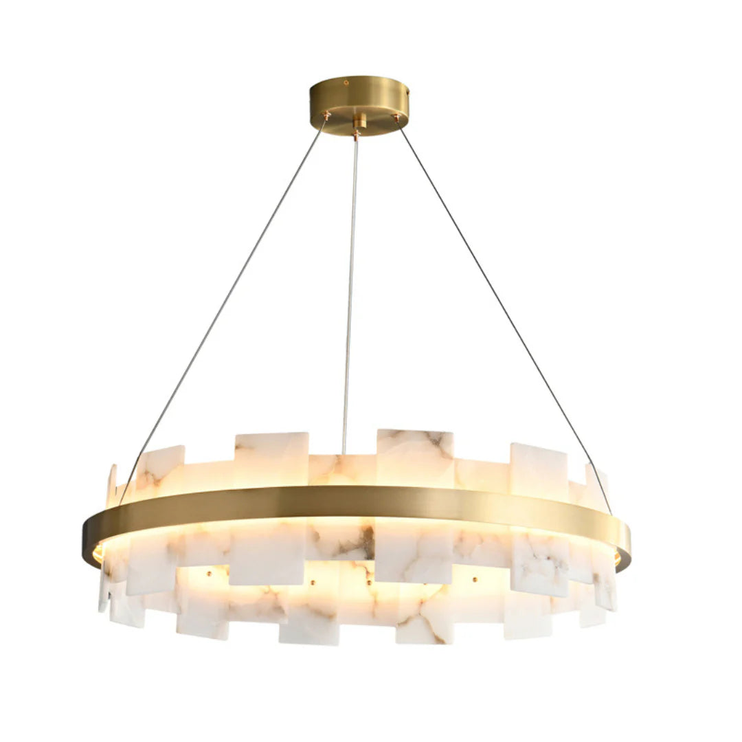 Alabaster Halo Brass Chandelier - Nuvé
