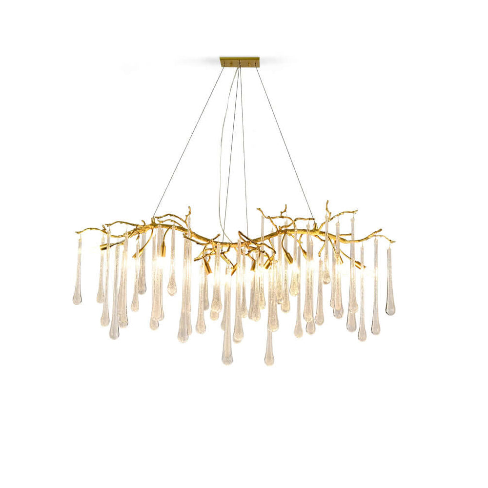Aqua Makrama chandelier by korewolamp featuring intricate aqua-colored macrame design with hanging decorative elements.
