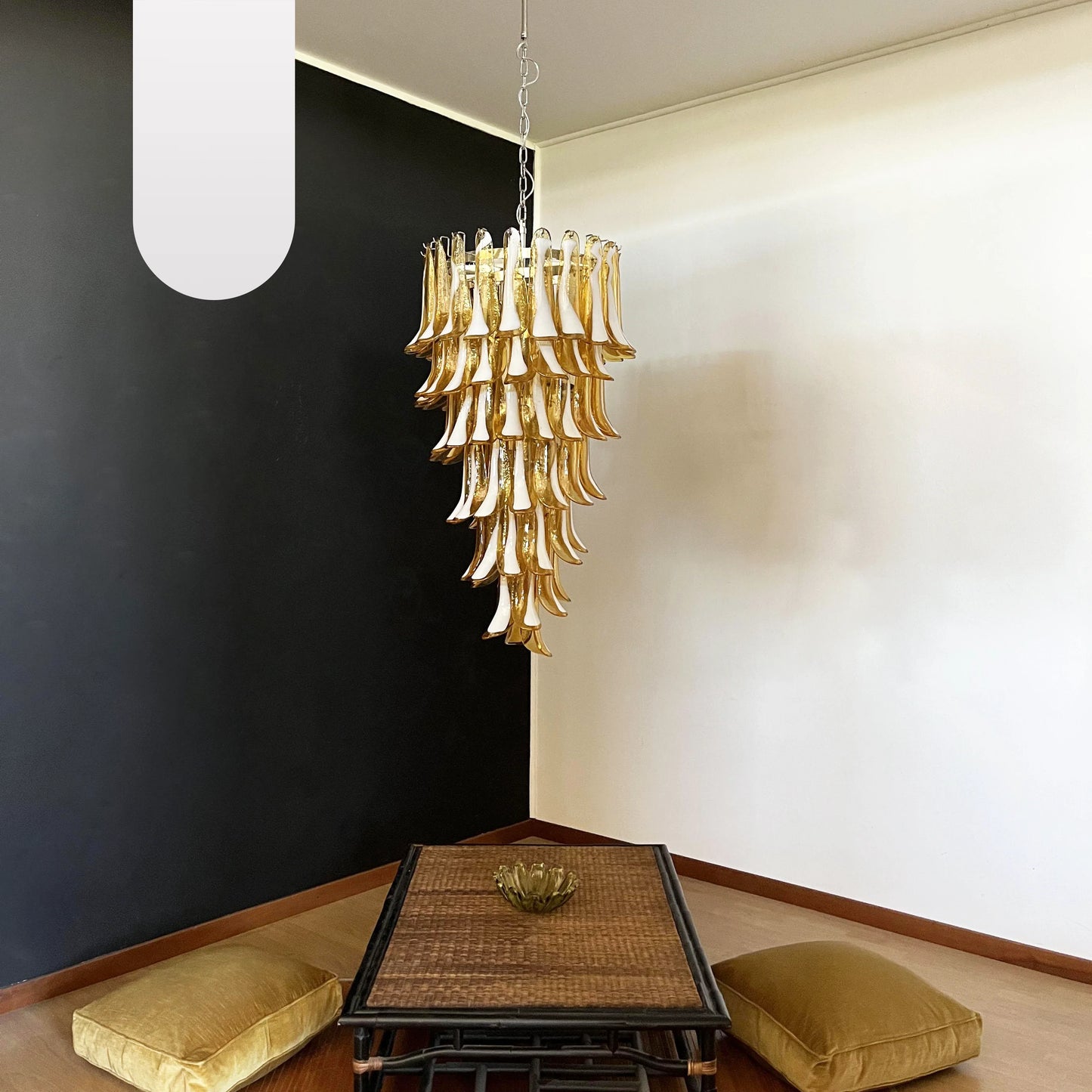 Petals Spiral Murano Amber Chandelier - Nuvé