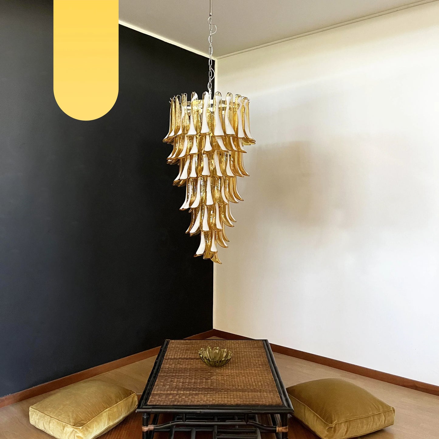 Petals Spiral Murano Amber Chandelier - Nuvé