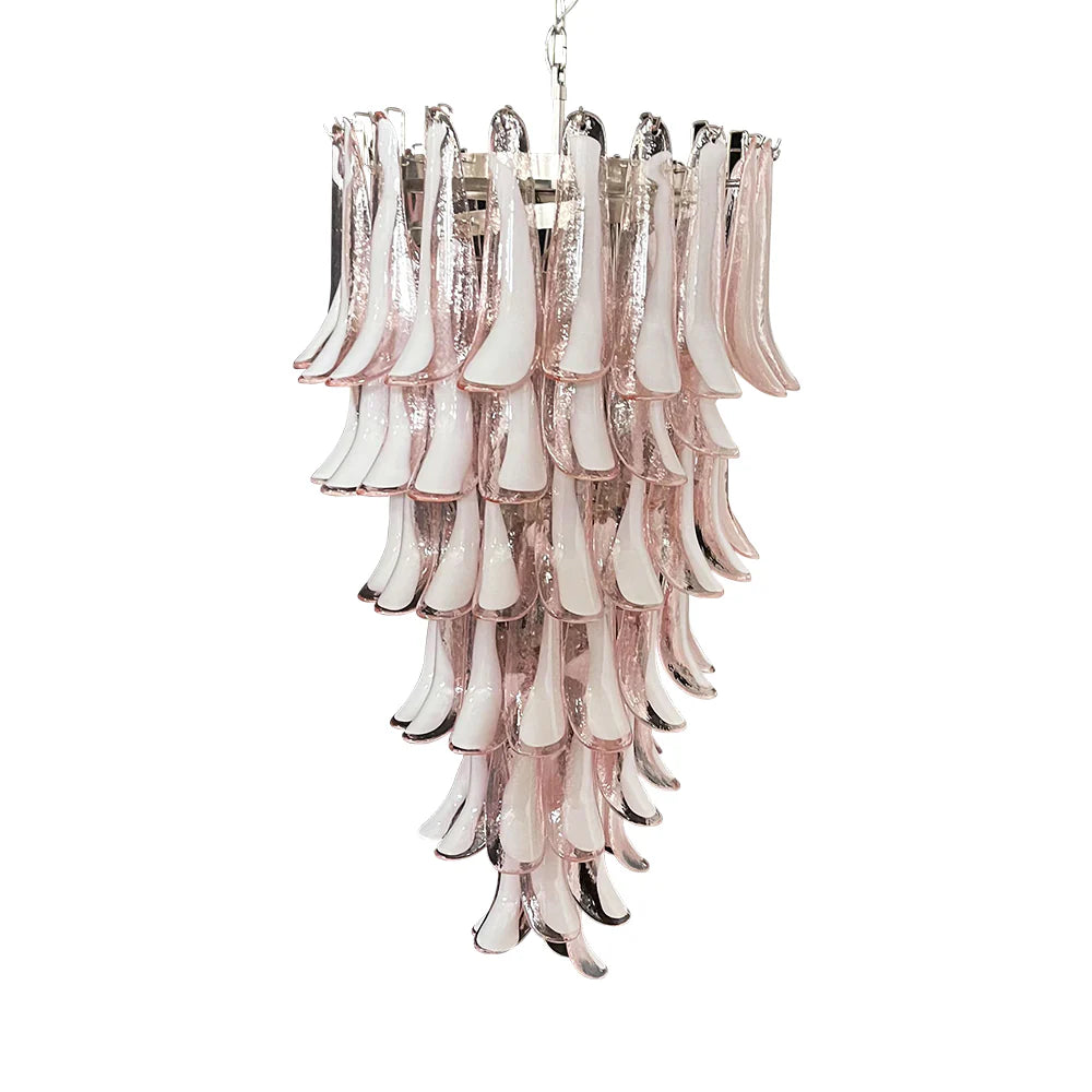 Petals Spiral Murano Pink Chandelier - Nuvé