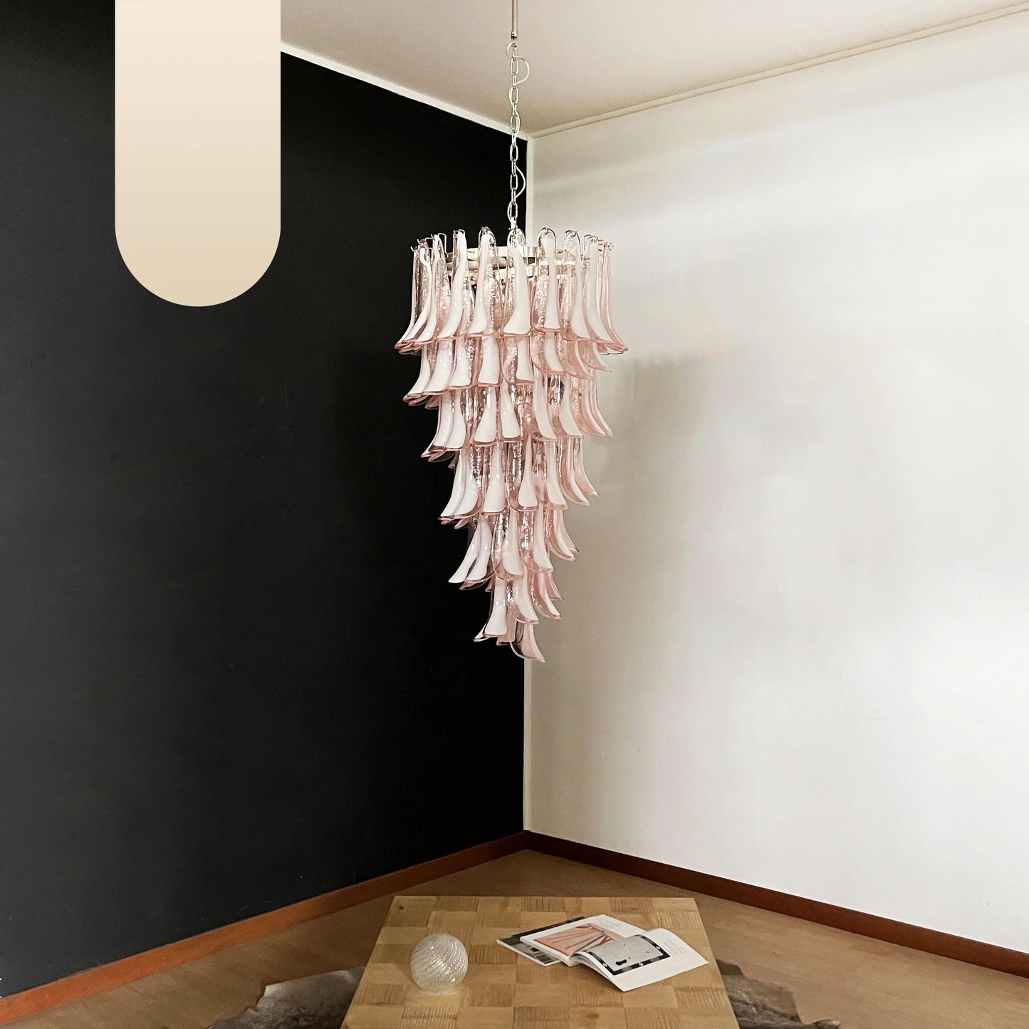 Petals Spiral Murano Pink Chandelier - Nuvé