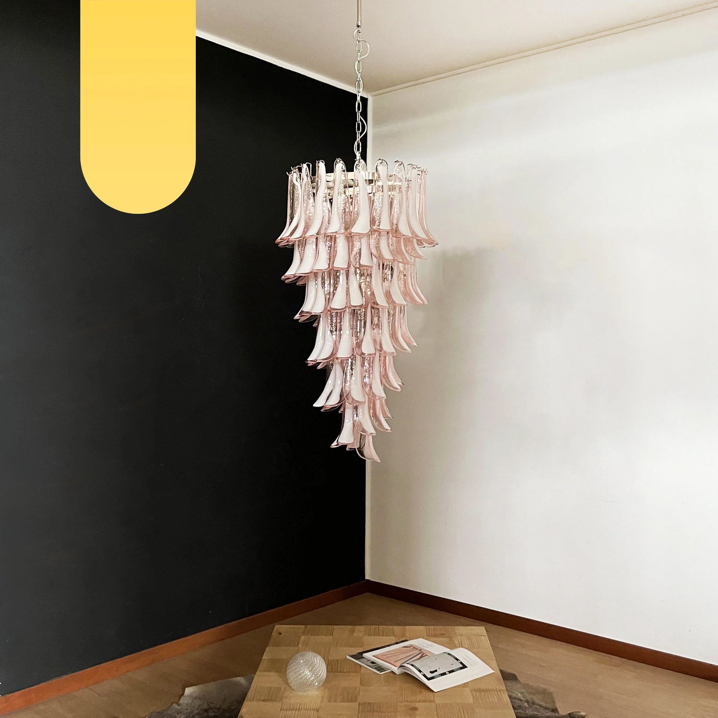 Petals Spiral Murano Pink Chandelier - Nuvé