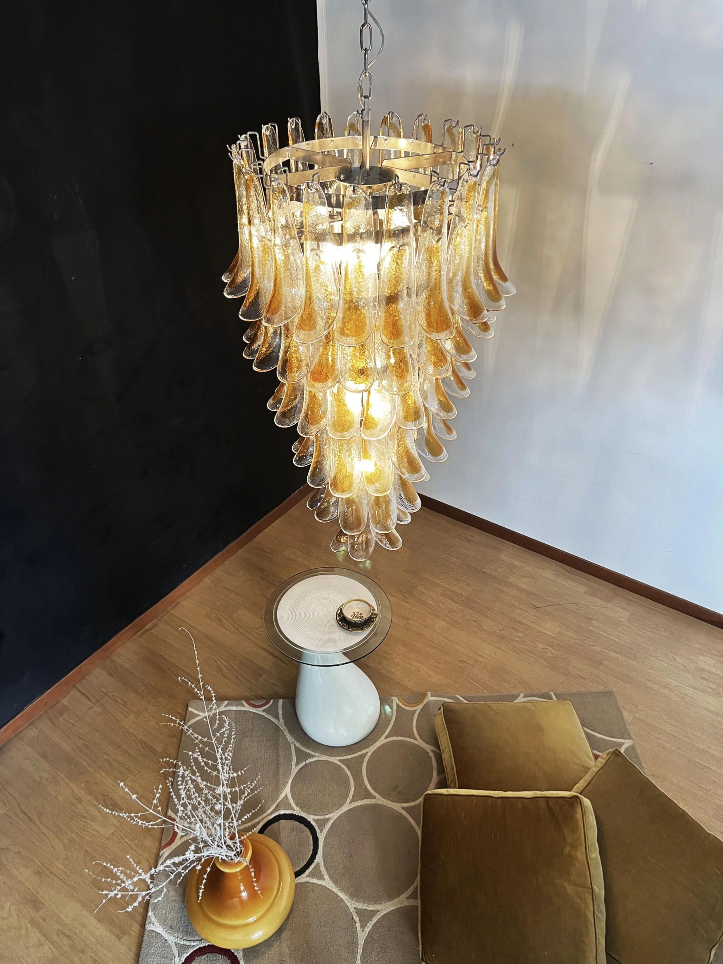 Petals Spiral Murano Transparent Chandelier - Nuvé