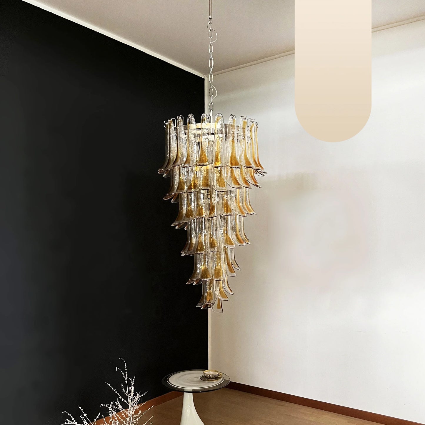 Petals Spiral Murano Transparent Chandelier - Nuvé