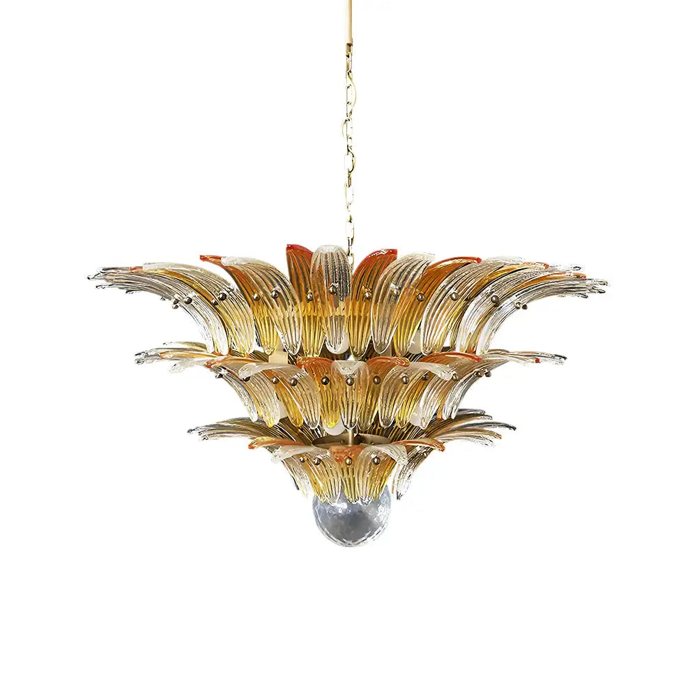 Beautifully Murano Palmette Amber Transparent Chandelier - Nuvé