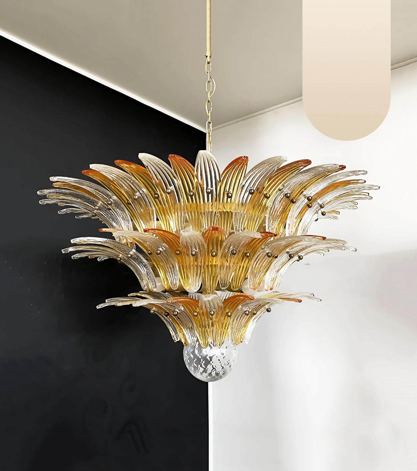 Beautifully Murano Palmette Amber Transparent Chandelier - Nuvé