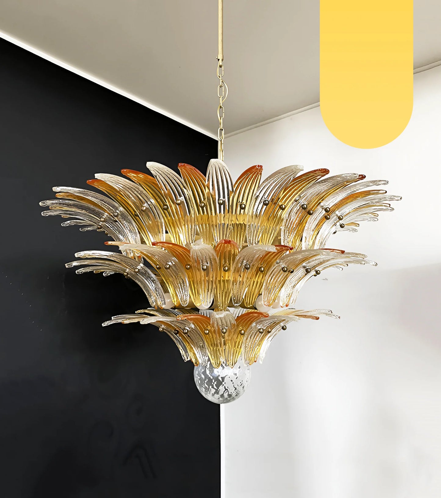 Beautifully Murano Palmette Amber Transparent Chandelier - Nuvé