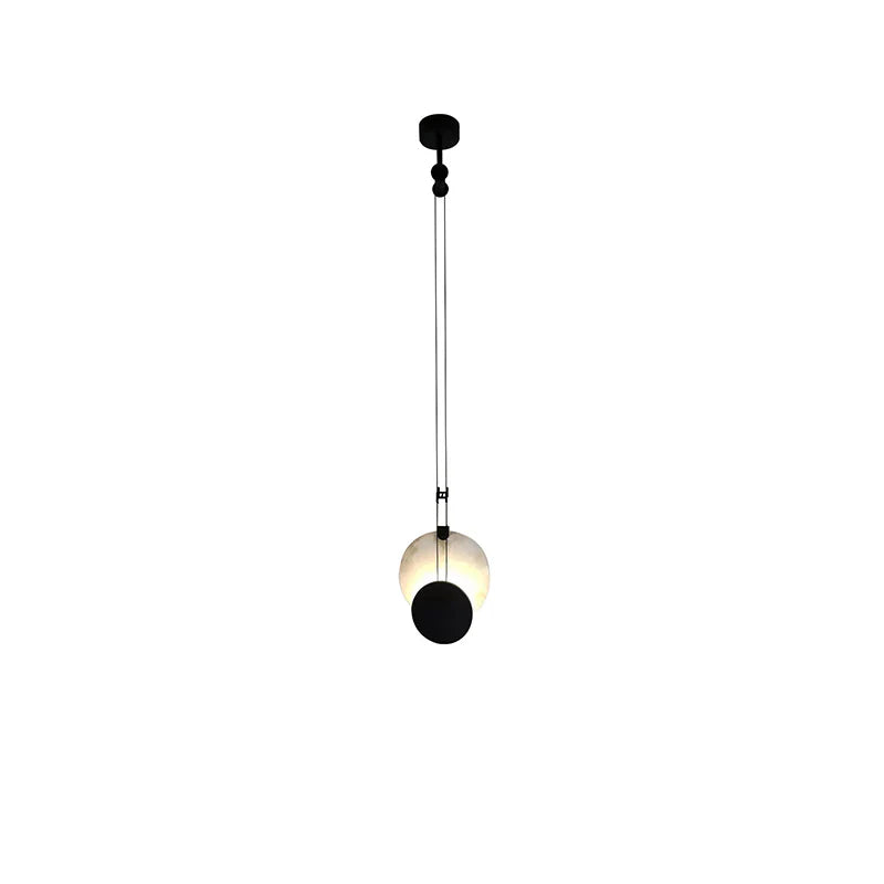 Black Paint Iron Disc Marble Pendant Lamp - Nuvé