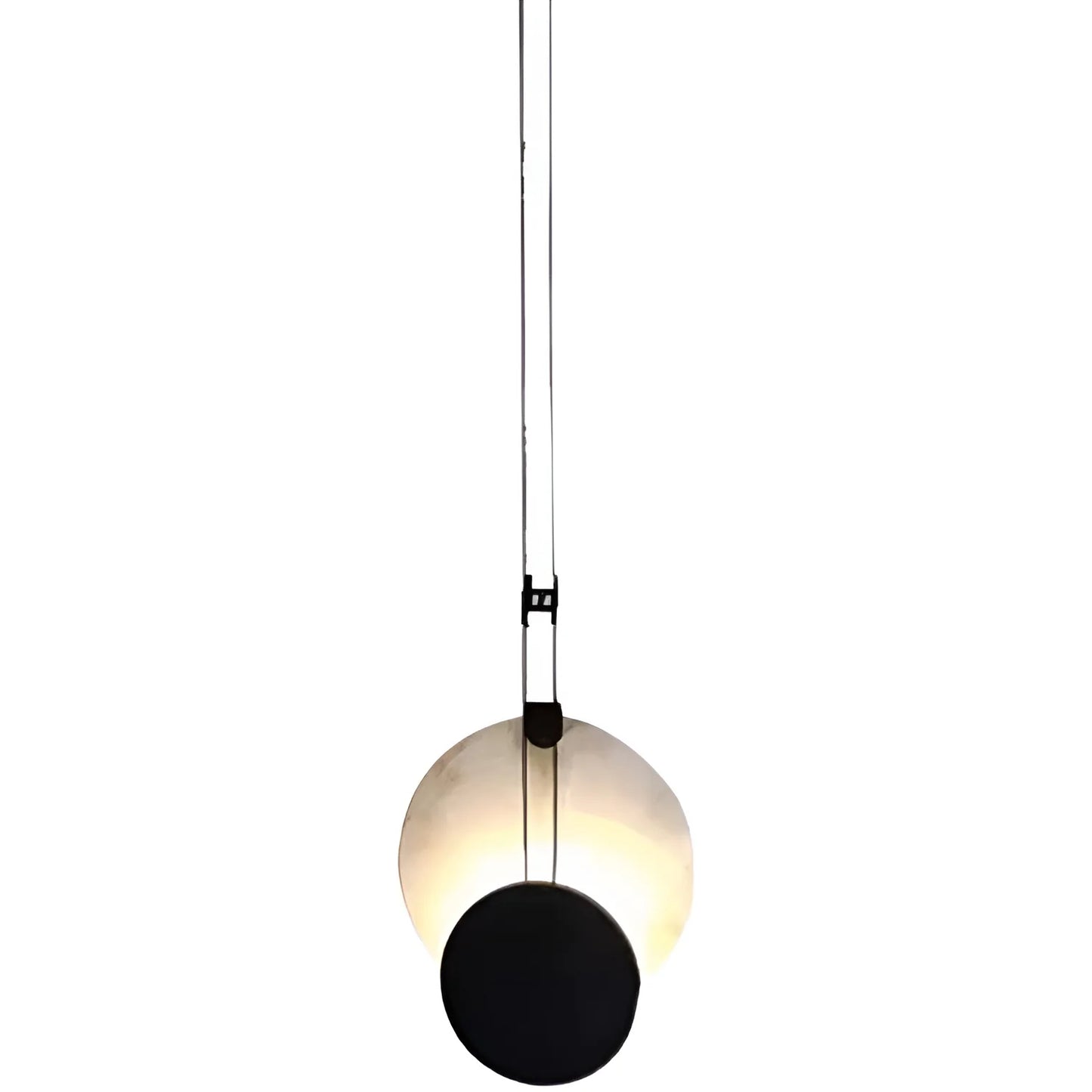 Black Paint Iron Disc Marble Pendant Lamp - Nuvé