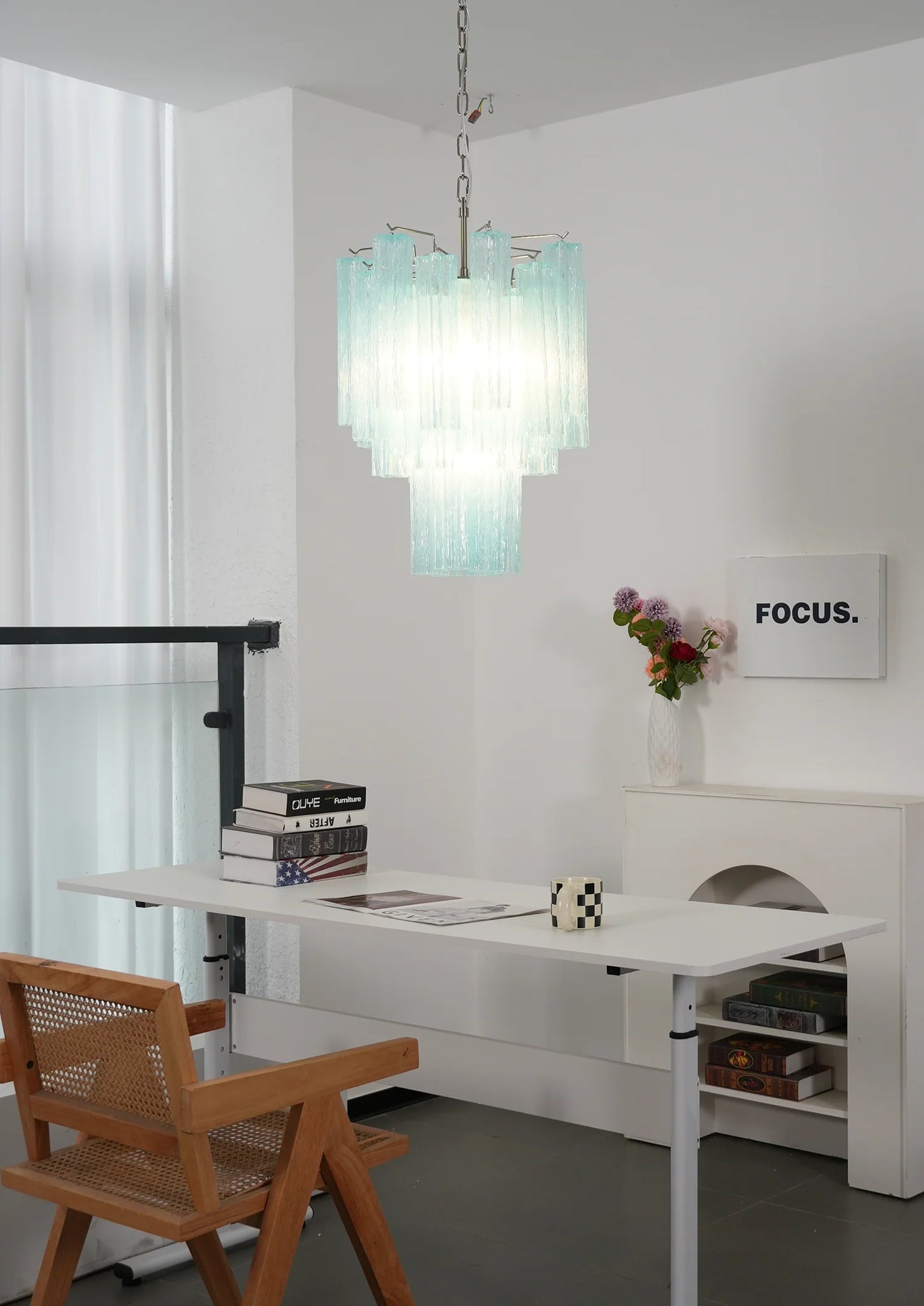 Blue Murano Glass Tube Chandelier - Nuvé