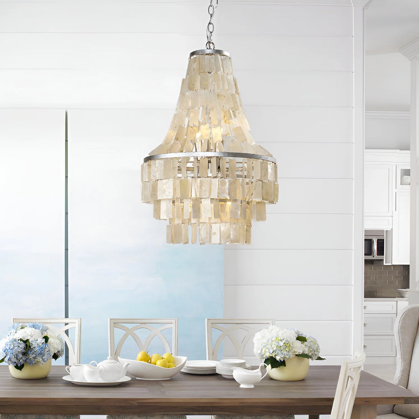 Boho Tiered Capiz Chandelier - Nuvé