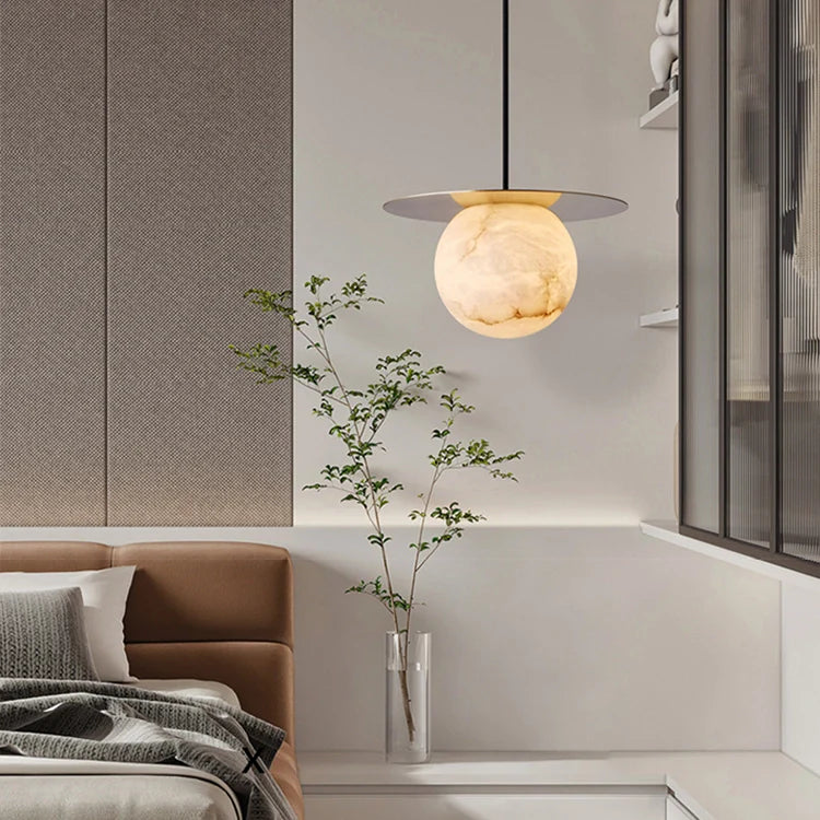 Borra Round Alabaster Pendant Light - Nuvé