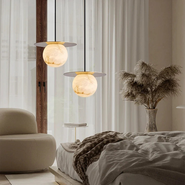 Borra Round Alabaster Pendant Light - Nuvé