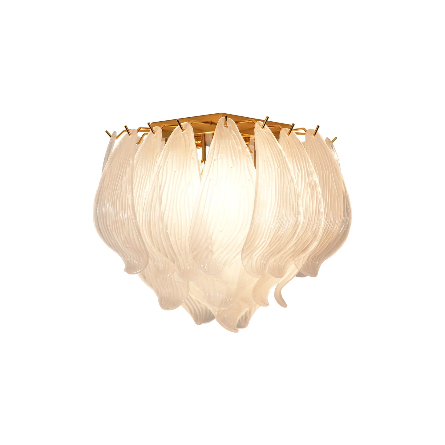 Carved Glass Leaves Murano Ceiling Lamp - Nuvé