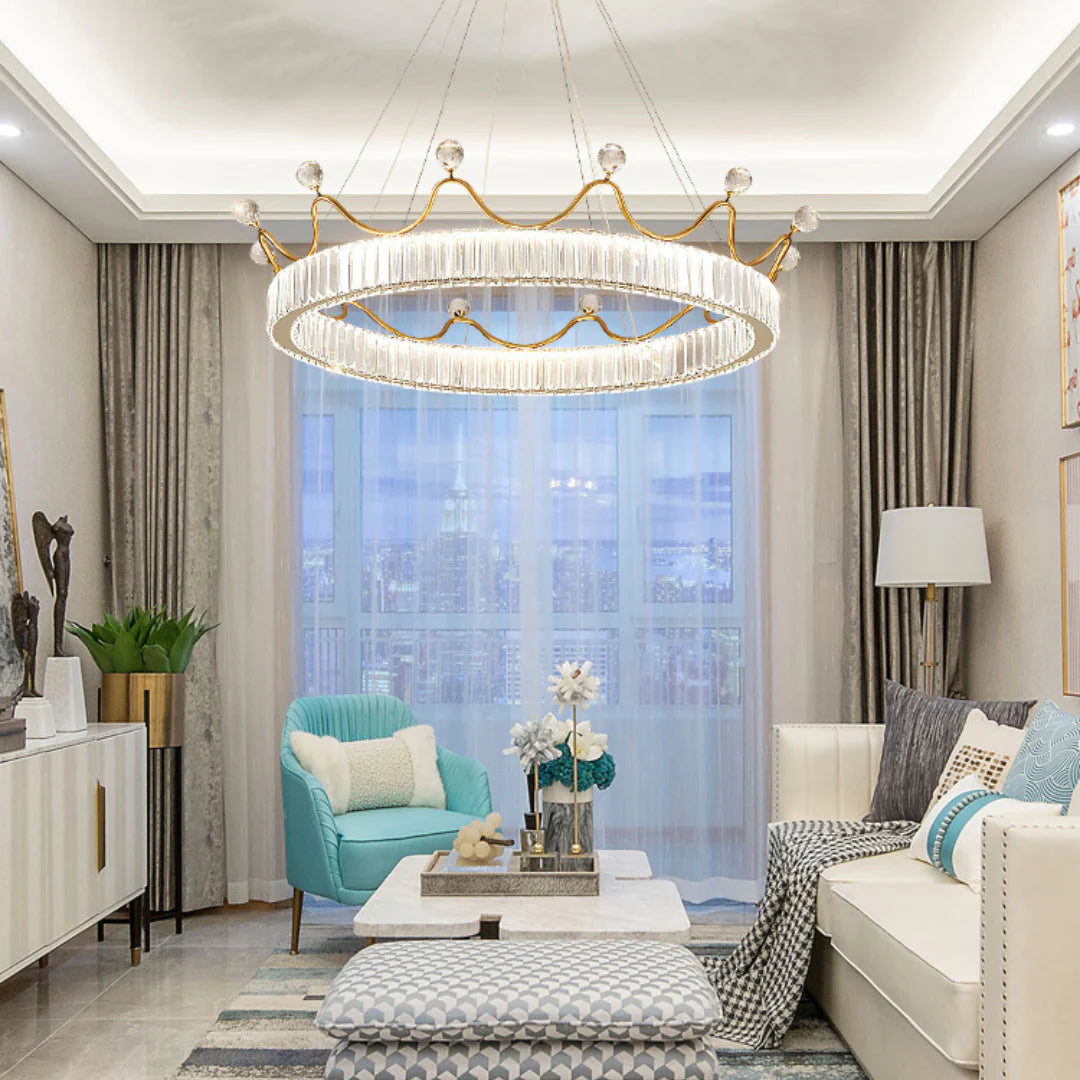Crown Crystal Round Crystal Chandelier - Nuvé