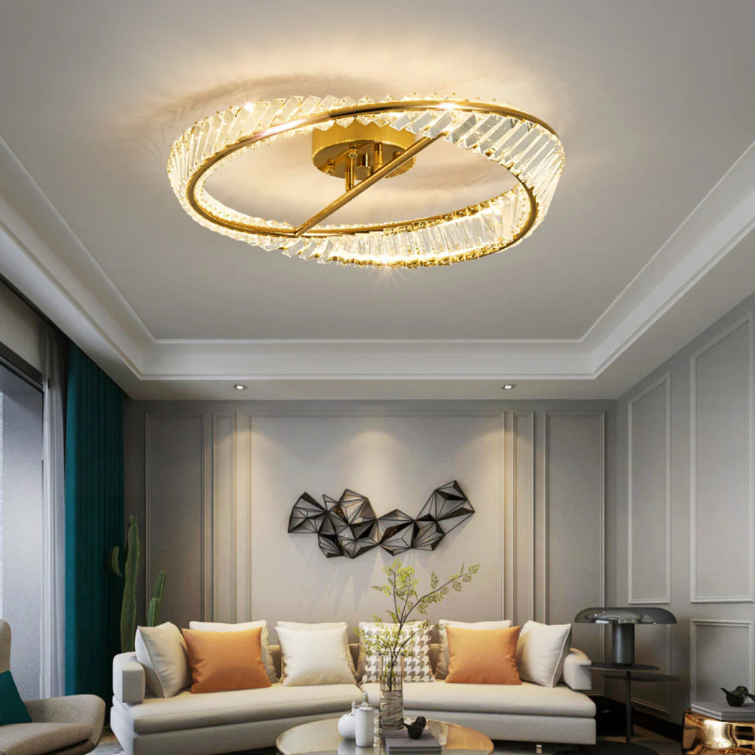 Wave Circular Crystal Ceiling Lamp - Nuvé