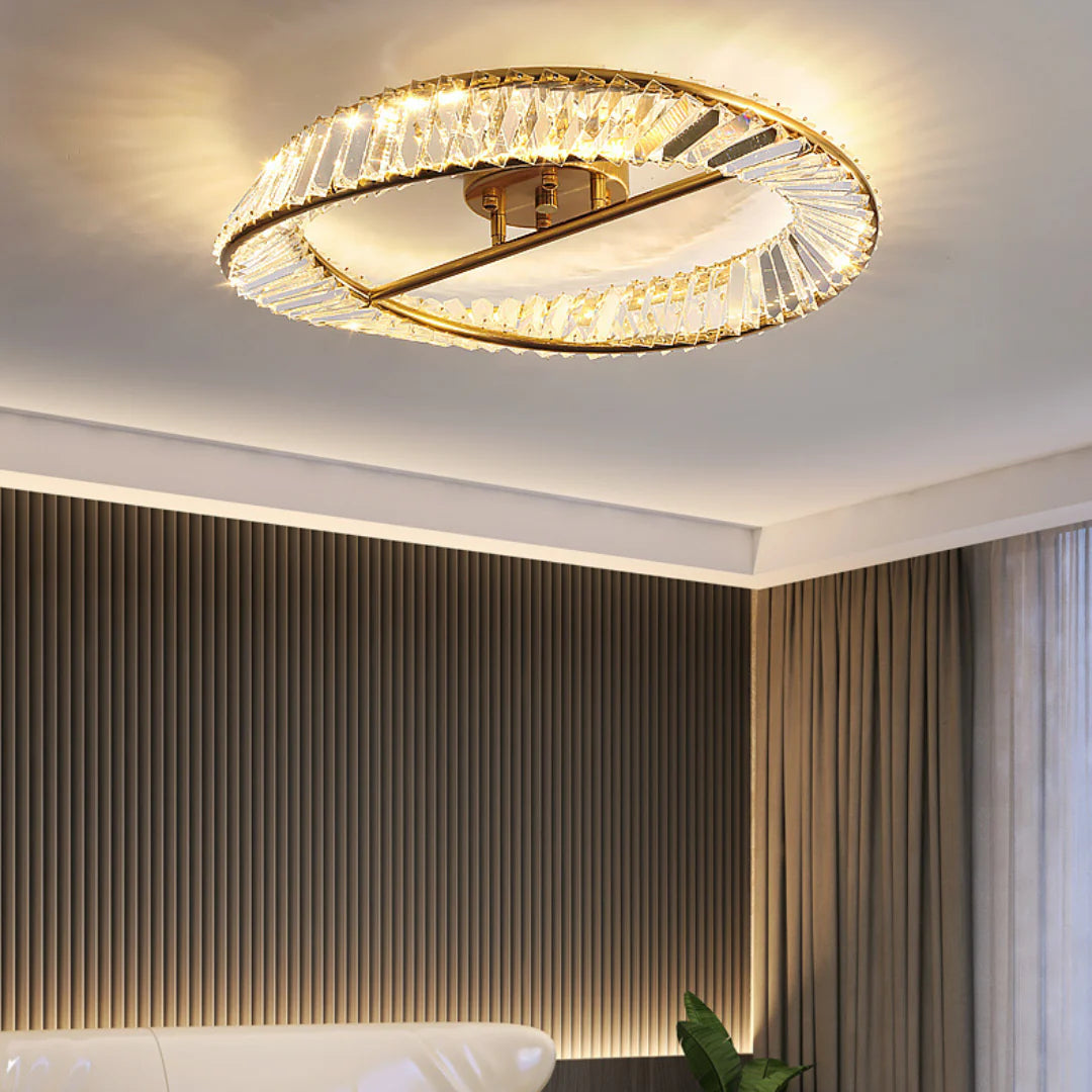 Wave Circular Crystal Ceiling Lamp - Nuvé