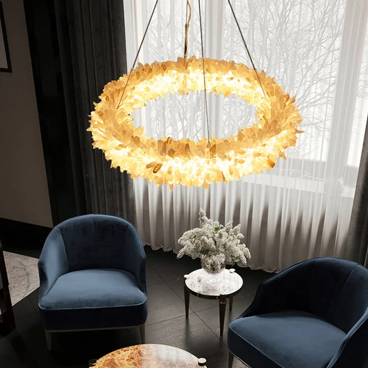 Crystal Brass Round Chandelier - Nuvé