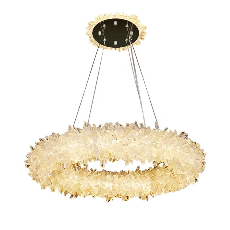 Crystal Brass Round Chandelier - Nuvé