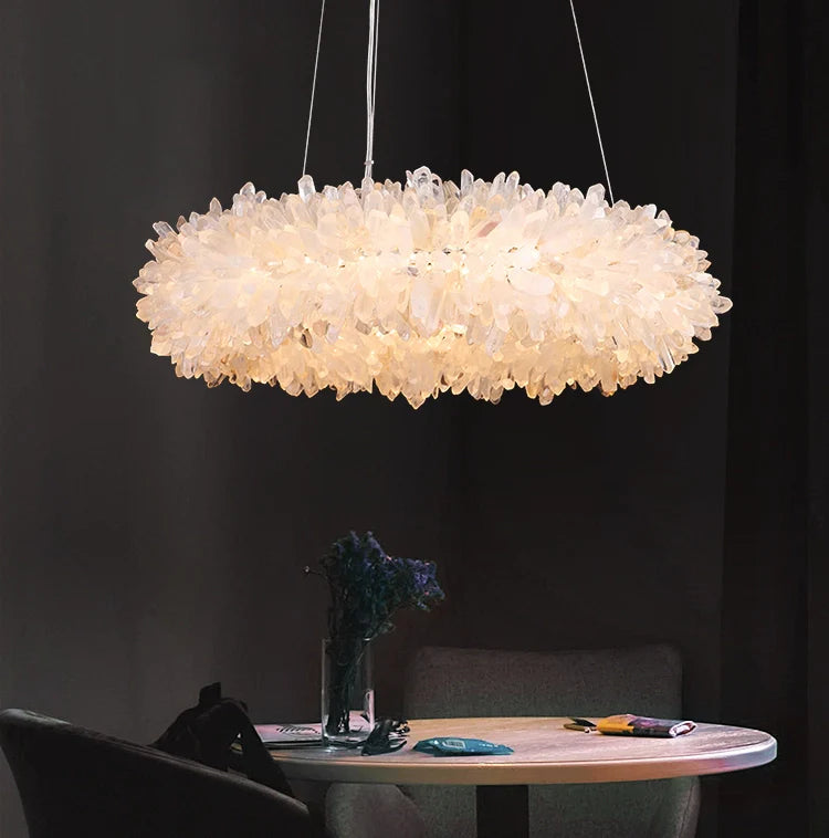 Crystal Brass Round Chandelier - Nuvé