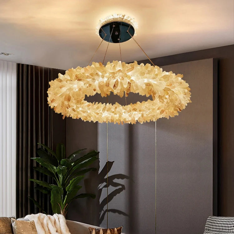 Crystal Brass Round Chandelier - Nuvé