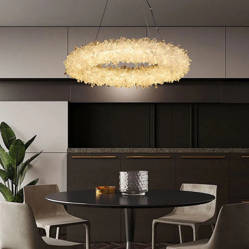 Crystal Brass Round Chandelier - Nuvé