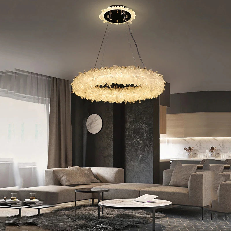 Crystal Brass Round Chandelier - Nuvé