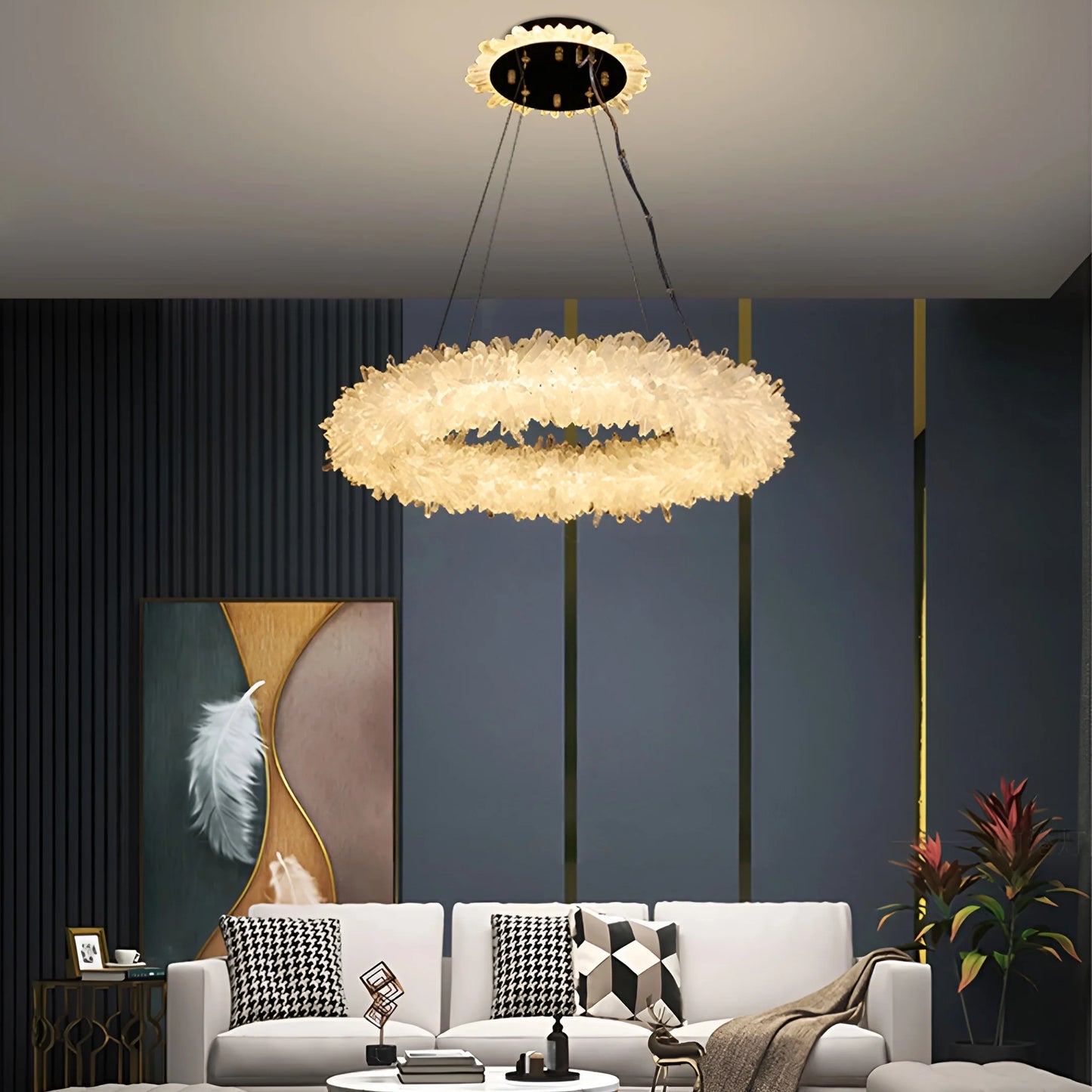 Crystal Brass Round Chandelier - Nuvé