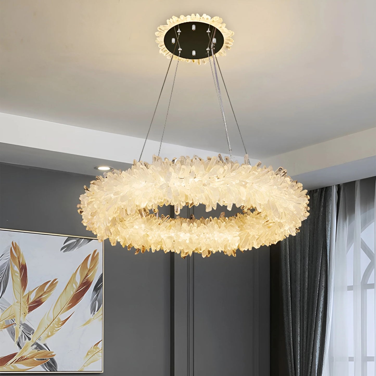 Crystal Brass Round Chandelier - Nuvé