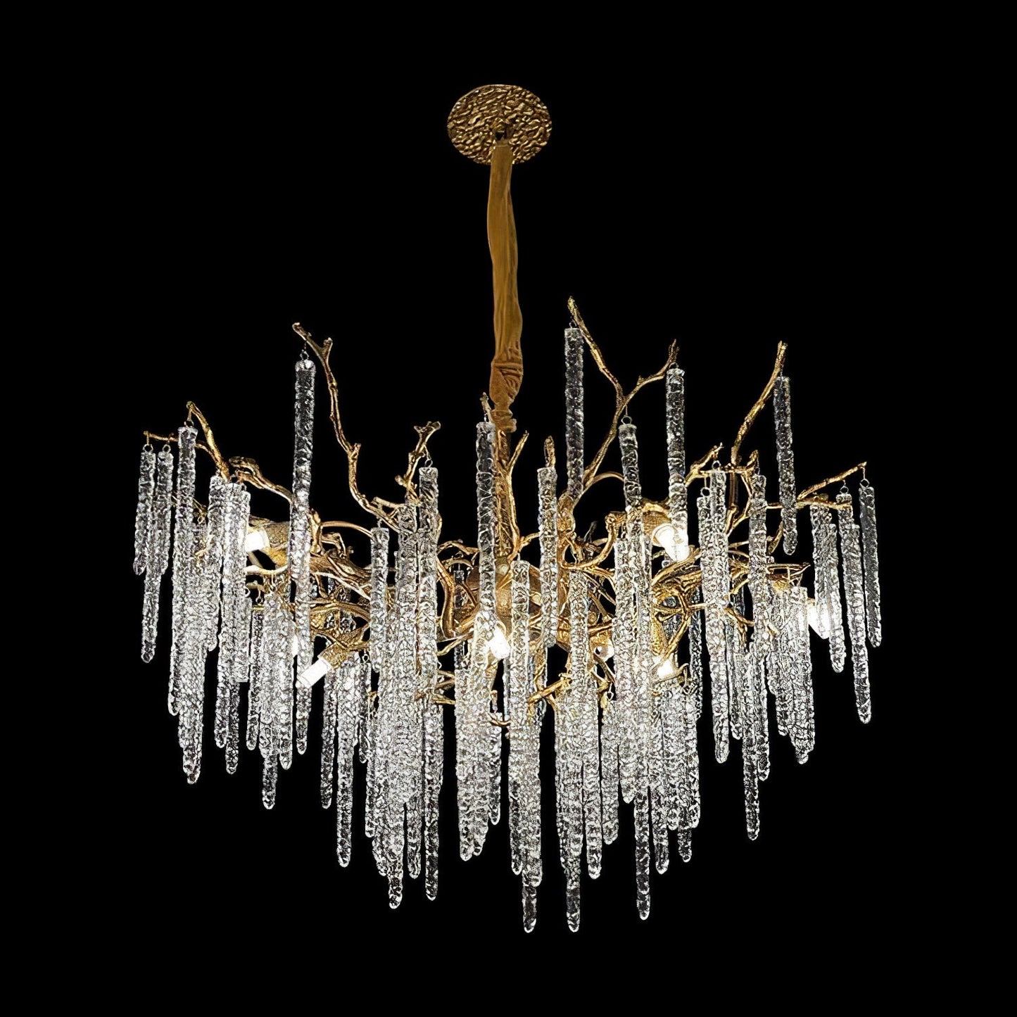 Crystal Icicles Branch Brass Chandelier - Nuvé