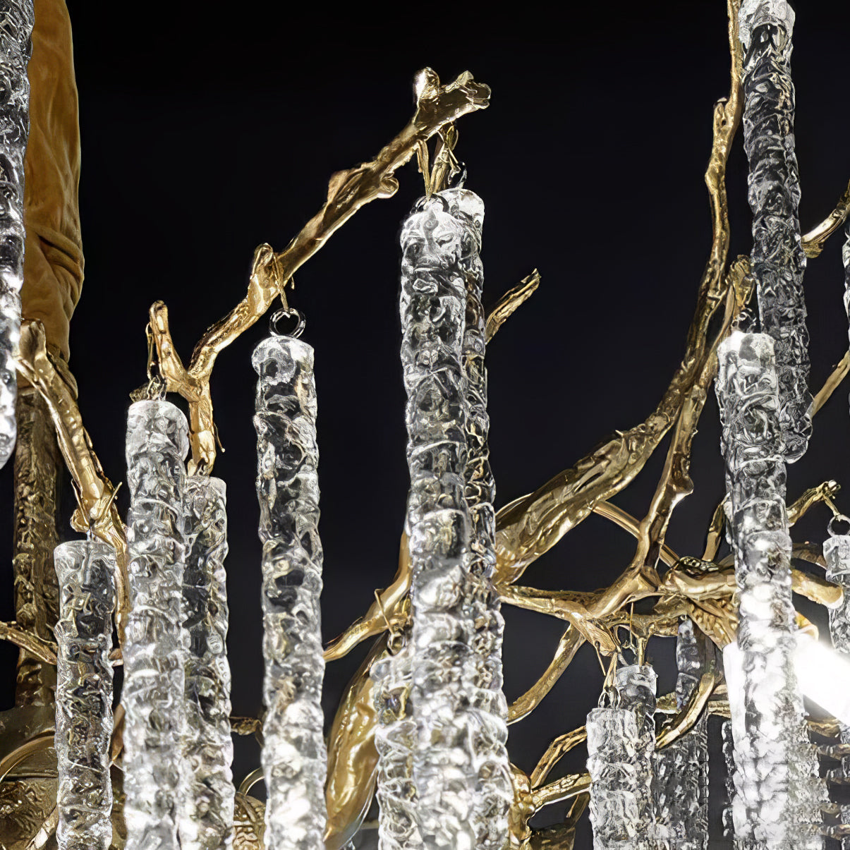 Crystal Icicles Branch Brass Chandelier - Nuvé