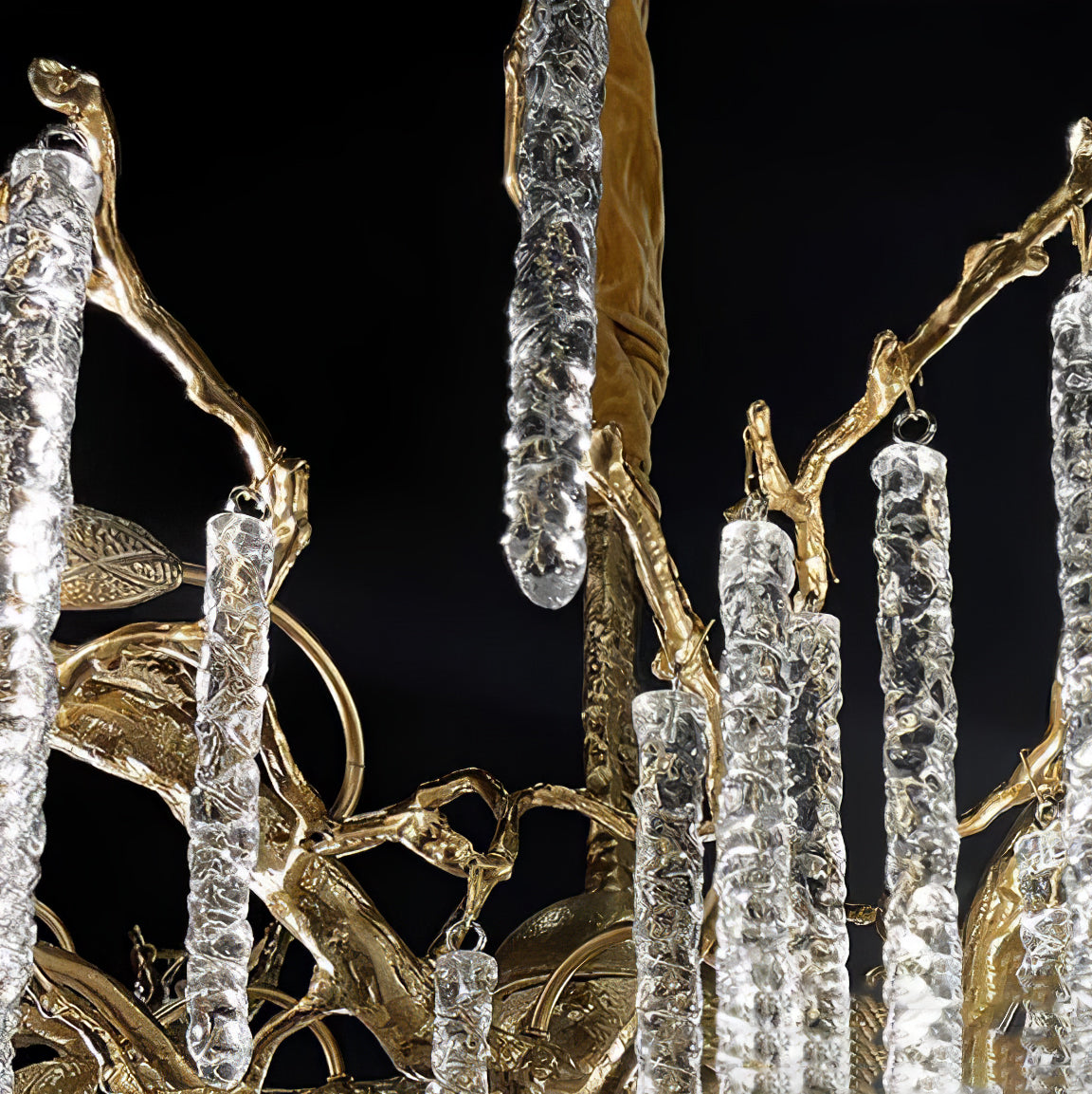 Crystal Icicles Branch Brass Chandelier - Nuvé
