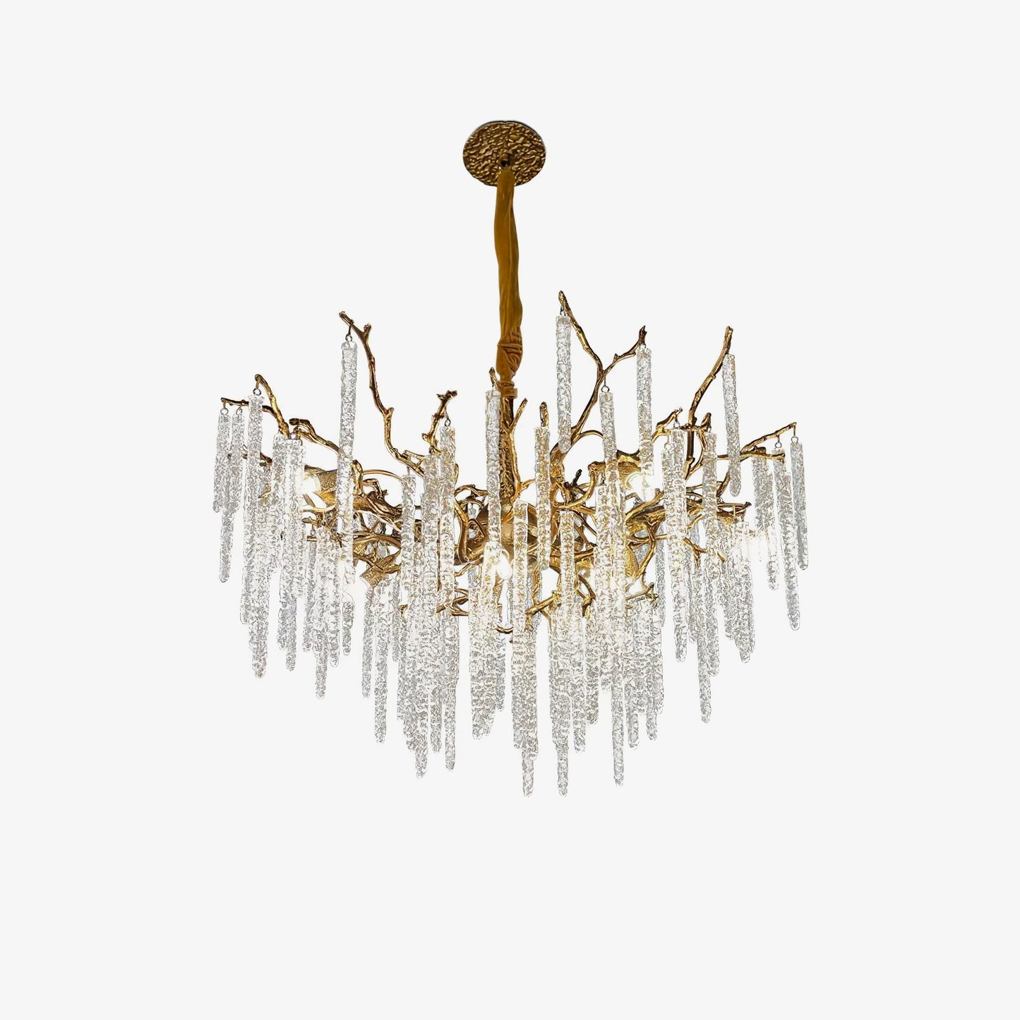 Crystal Icicles Branch Brass Chandelier - Nuvé