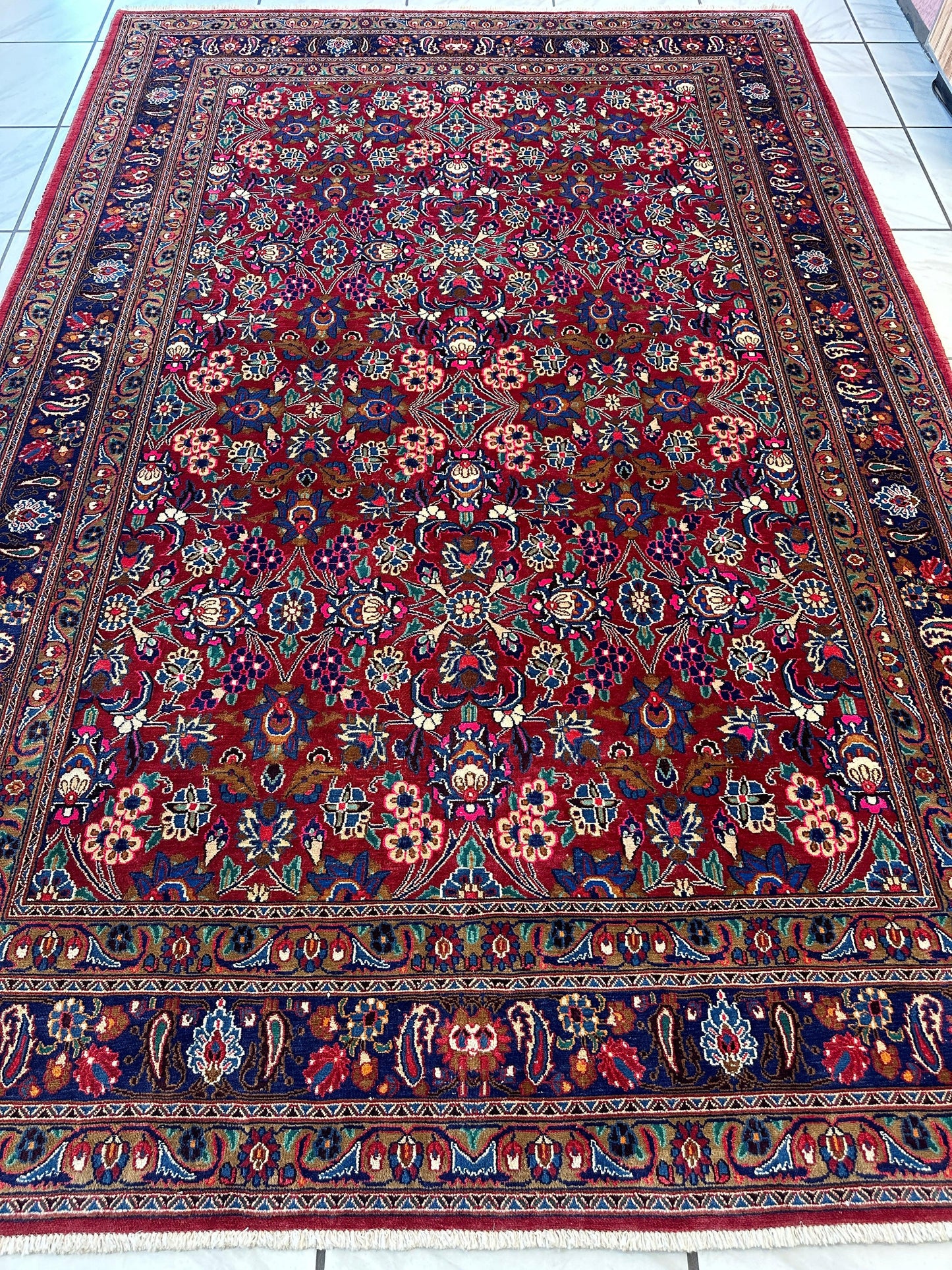 Persian Mashhad I Fine Allover Rug Wool 7 x 10 - Nuvé