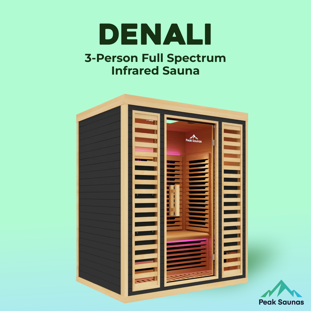 Peak Saunas Denali Luxury 3-Person Full Spectrum Infrared Sauna with Two XL Medical-Grade Red Light Therapy Panels & Smart WiFi App Control - Nuvé