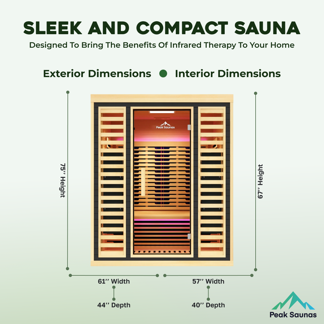 Peak Saunas Denali Luxury 3-Person Full Spectrum Infrared Sauna with Two XL Medical-Grade Red Light Therapy Panels & Smart WiFi App Control - Nuvé
