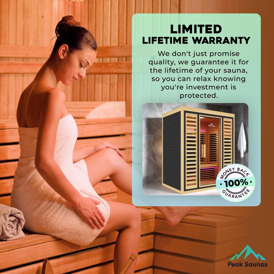 Peak Saunas Denali Luxury 3-Person Full Spectrum Infrared Sauna with Two XL Medical-Grade Red Light Therapy Panels & Smart WiFi App Control - Nuvé