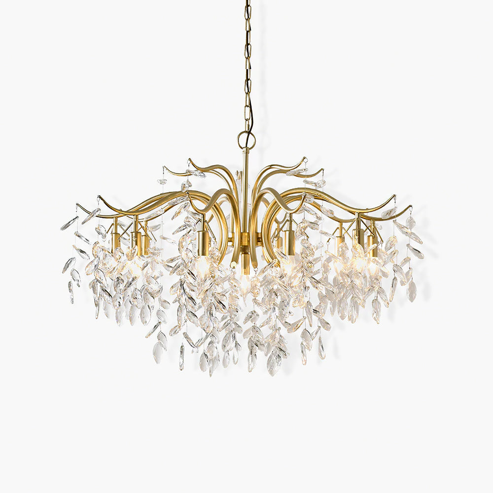 Korewolamp Dorale chandelier with multiple hanging glass orbs and intricate metal frame, elegant lighting fixture for modern interiors
