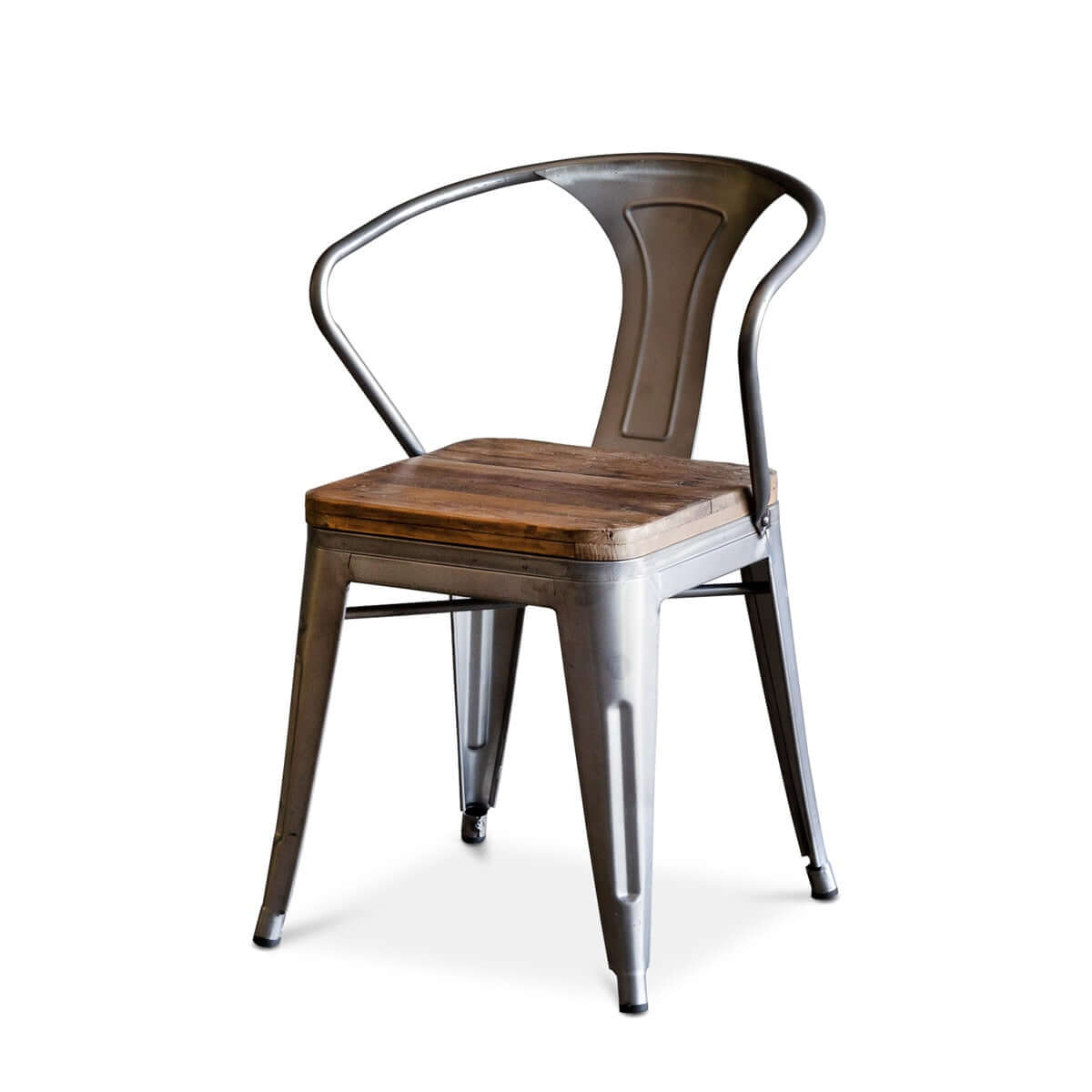 Rustic Industrial Dining Chair with Reclaimed Wood and Metal Frame - Nuvé