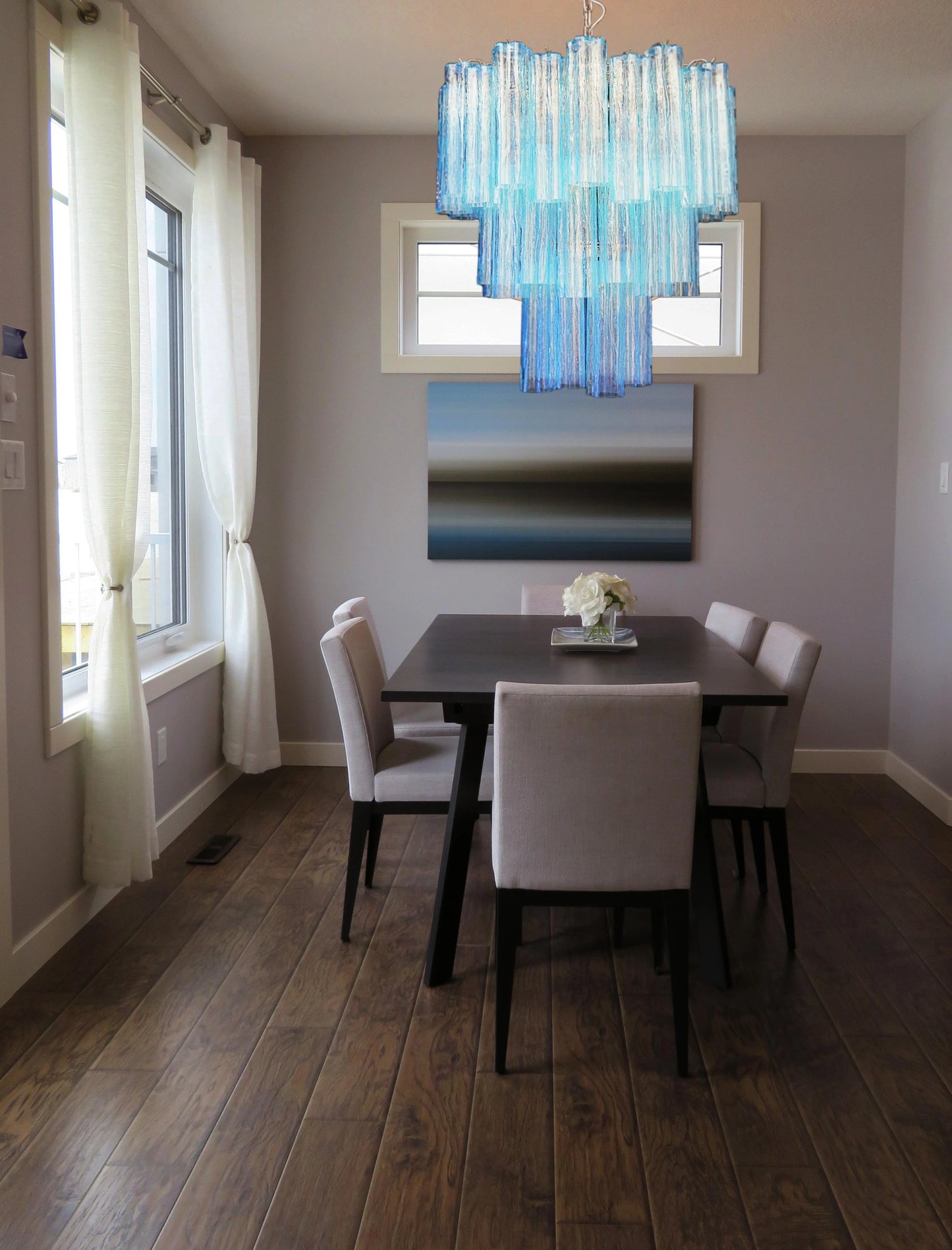 Elegant Blue Murano Glass Tube Chandelier - Nuvé