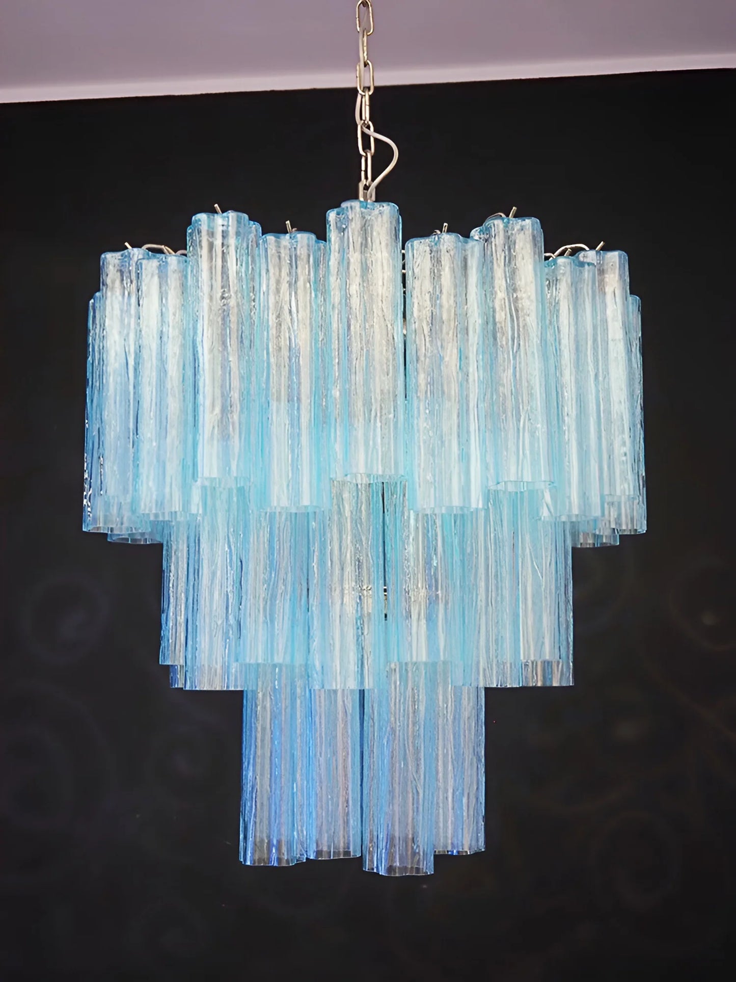 Elegant Blue Murano Glass Tube Chandelier - Nuvé