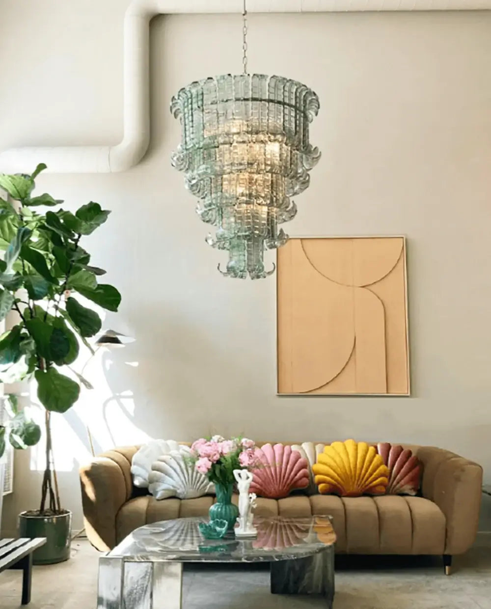 Elegant Leaf-Shaped Murano Glass Chandelier - Nuvé