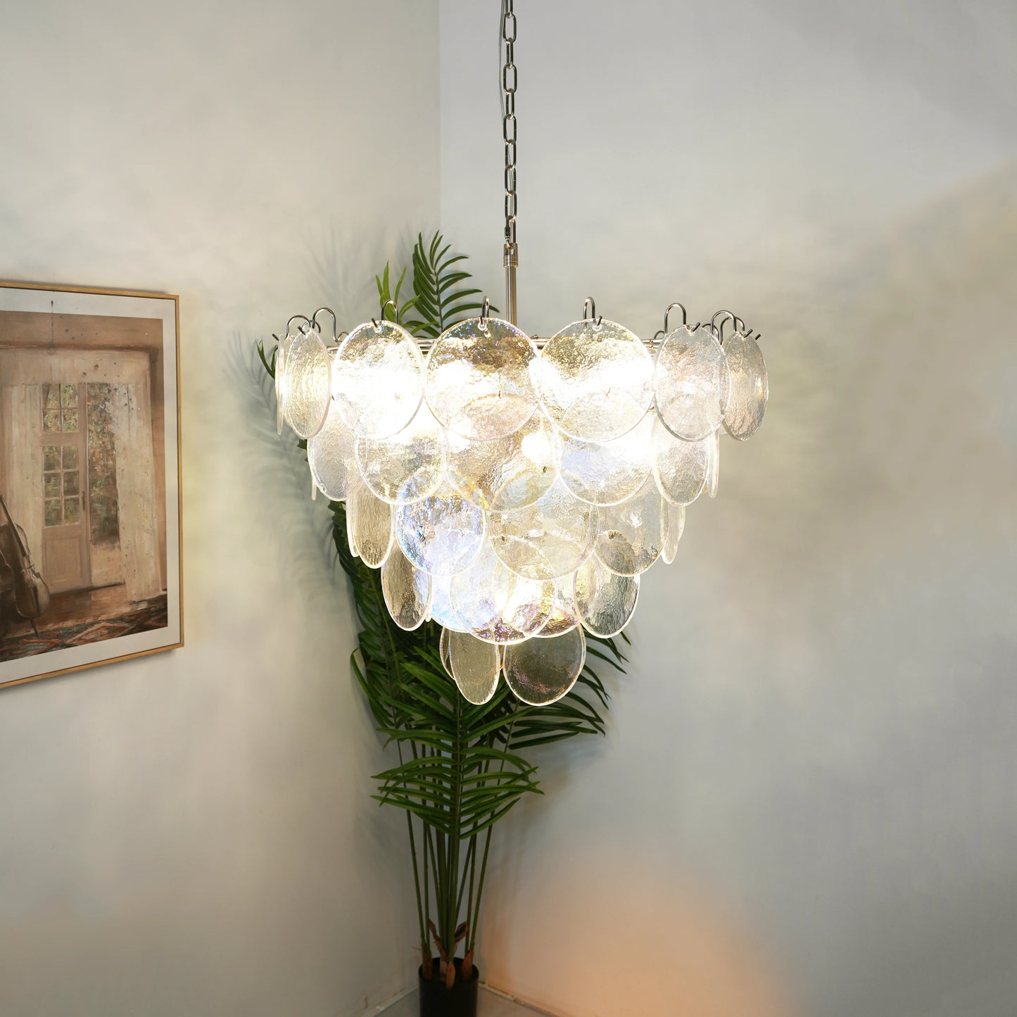 Elegant Murano Disc Iridescent Chandelier - Nuvé