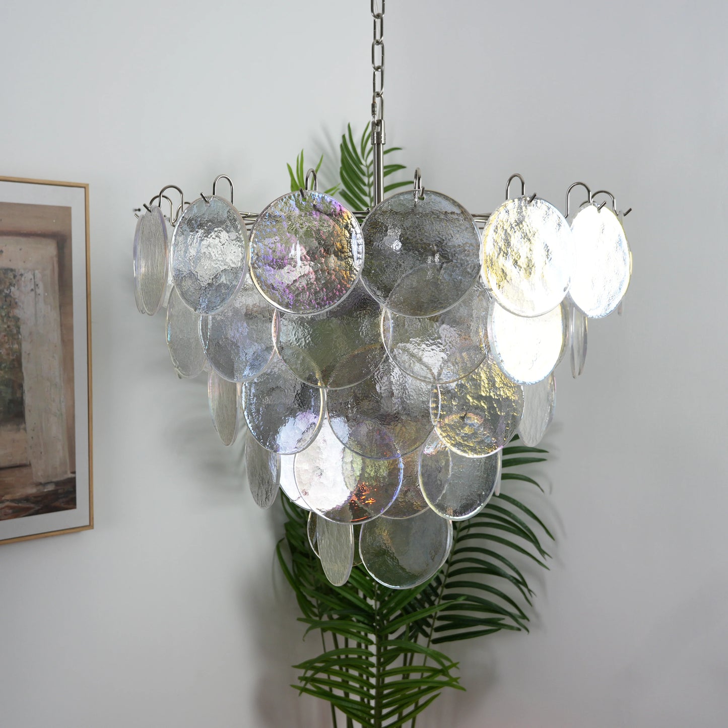Elegant Murano Disc Iridescent Chandelier - Nuvé