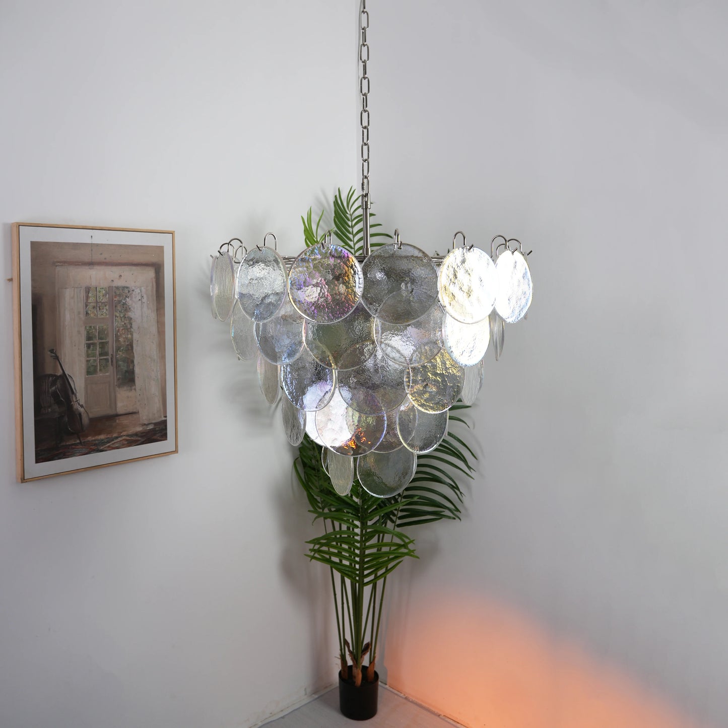 Elegant Murano Disc Iridescent Chandelier - Nuvé