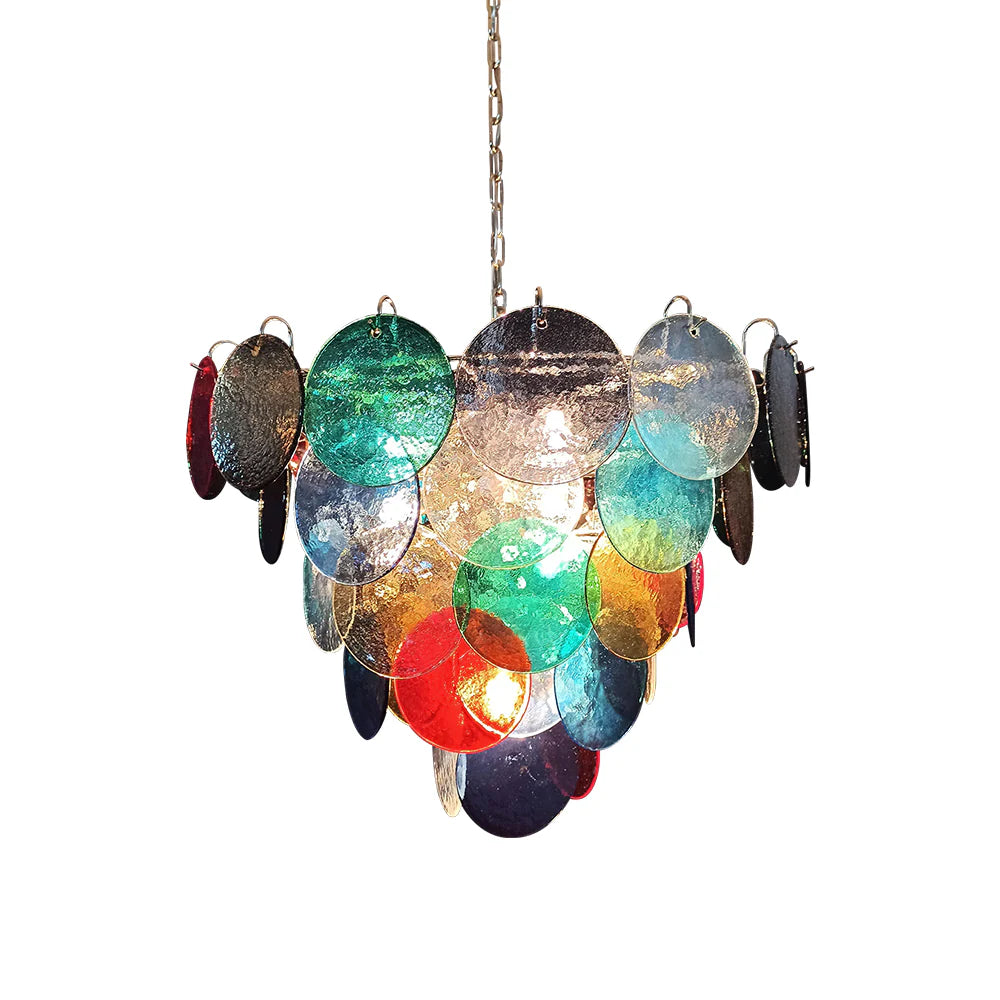 Elegant Murano Disc Multicolored Chandelier - Nuvé