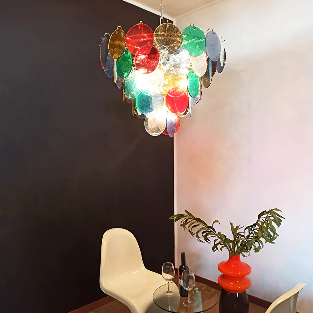 Elegant Murano Disc Multicolored Chandelier - Nuvé